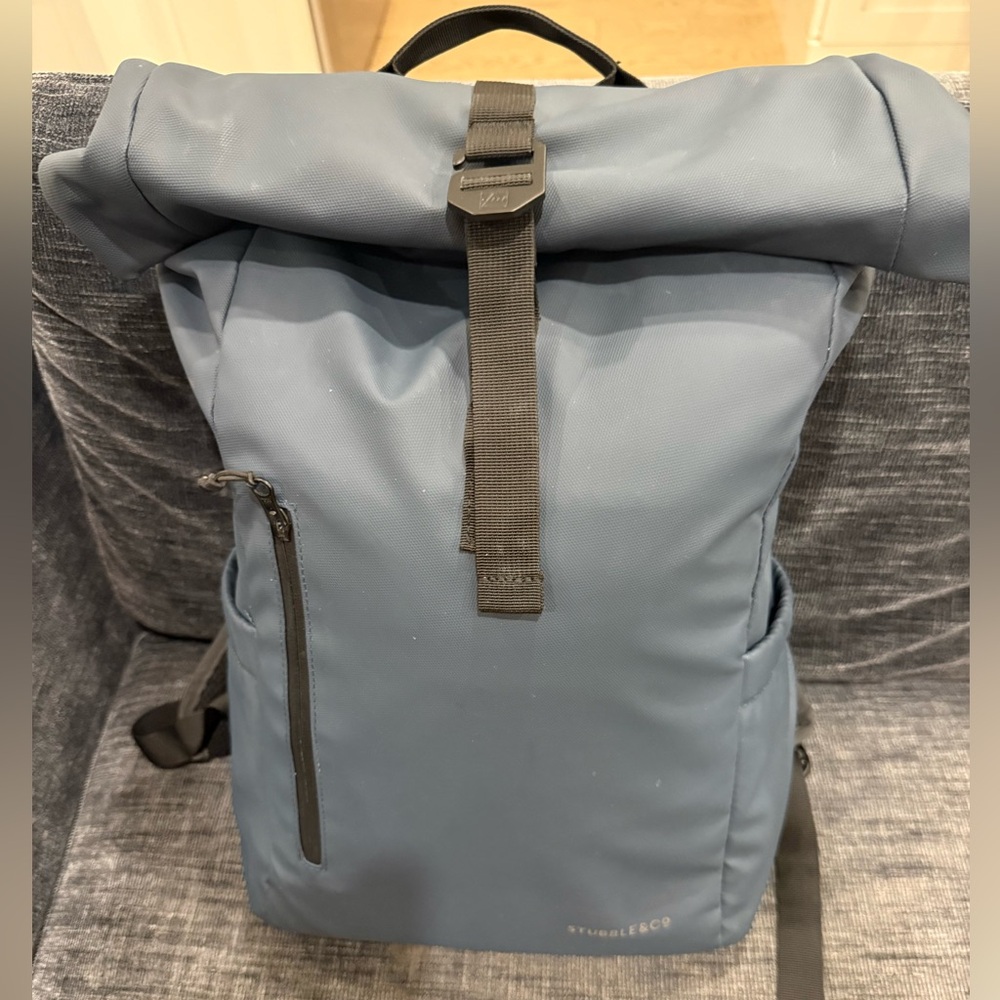 Stubble & Co Roll Top Mini Backpack 15L – Tasmin Blue – Laptop / Travel unisex